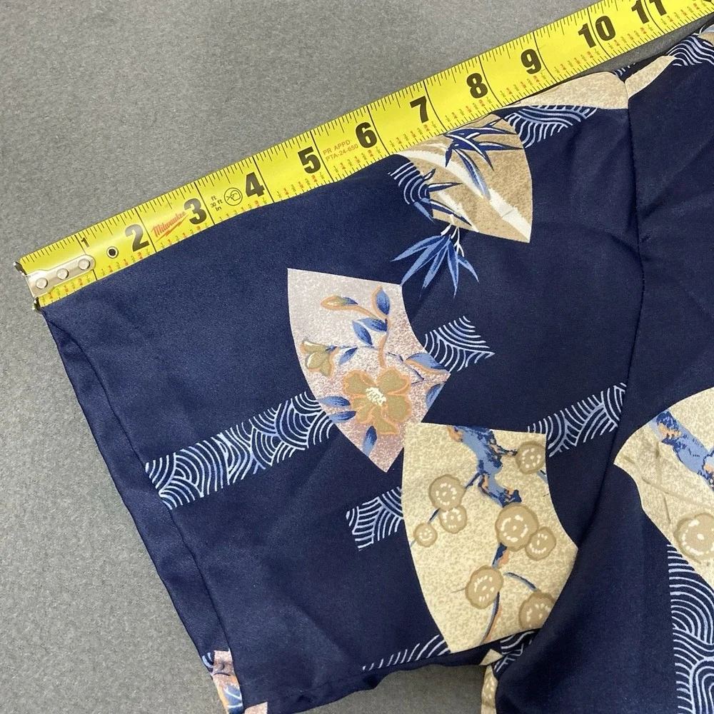 Vintage 70's Tori Richard Blue White Asian Cranes Men's M Hawaiian Aloha Shirt